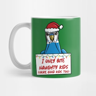 Only Bite Naughty Kids Male Blue Budgie Mug